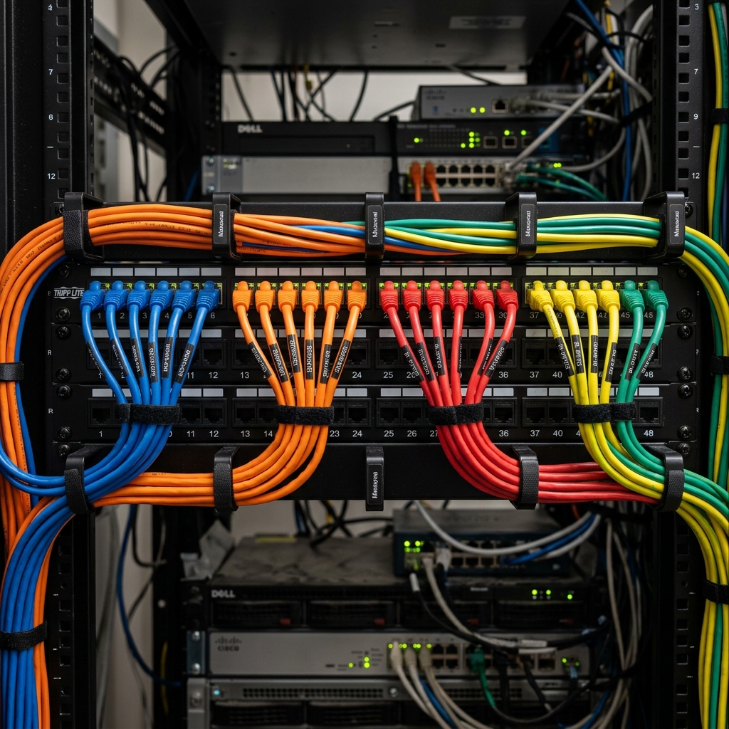 Câblage réseau RJ45 patch panel